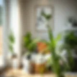 Elegant indoor setting featuring slender leaf plants