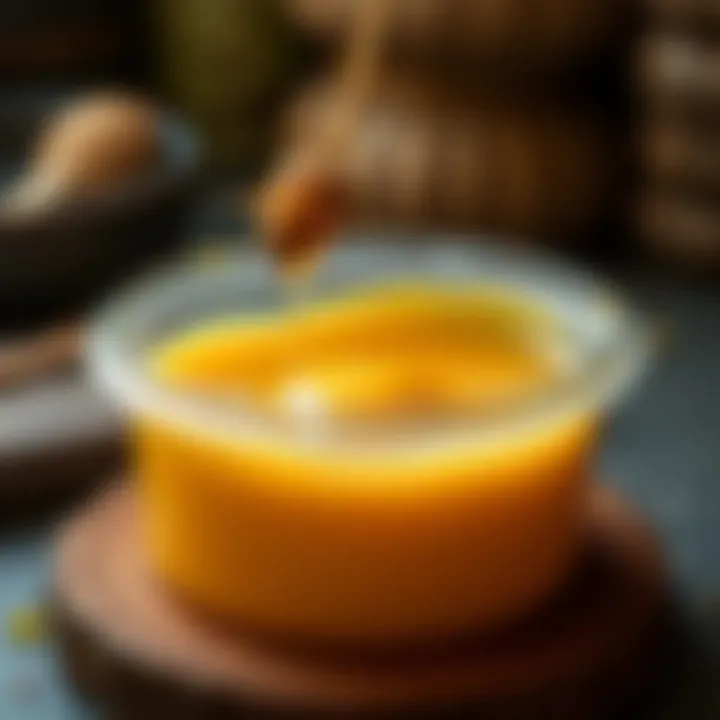 Melted Beeswax Ready for Molding Melted beeswax in a container