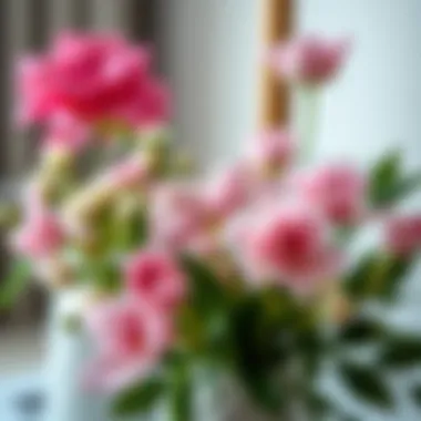 A close-up of a delicate flower arrangement adding charm to the decor