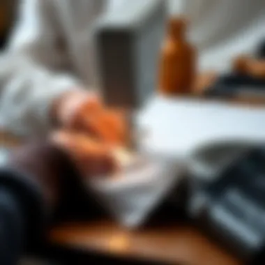 Sewing techniques demonstrated on fabric for a doctor costume