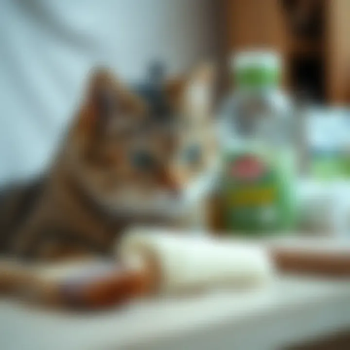 Various materials used for cleaning cat hair