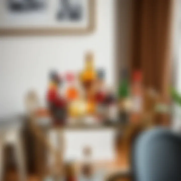 Stylish bar cart filled with premium beverages and accessories