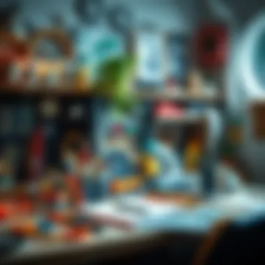 A vibrant workspace filled with tools and creative supplies