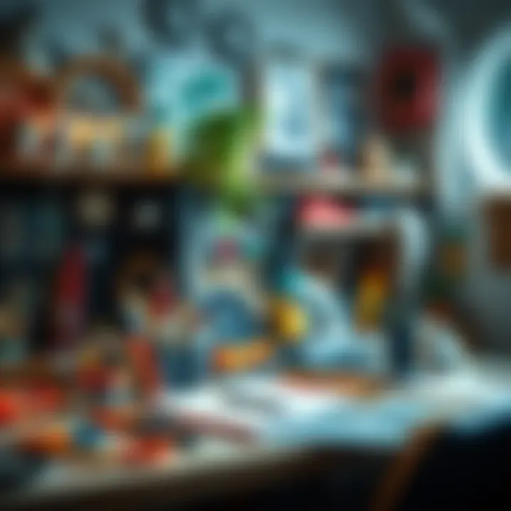 A vibrant workspace filled with tools and creative supplies