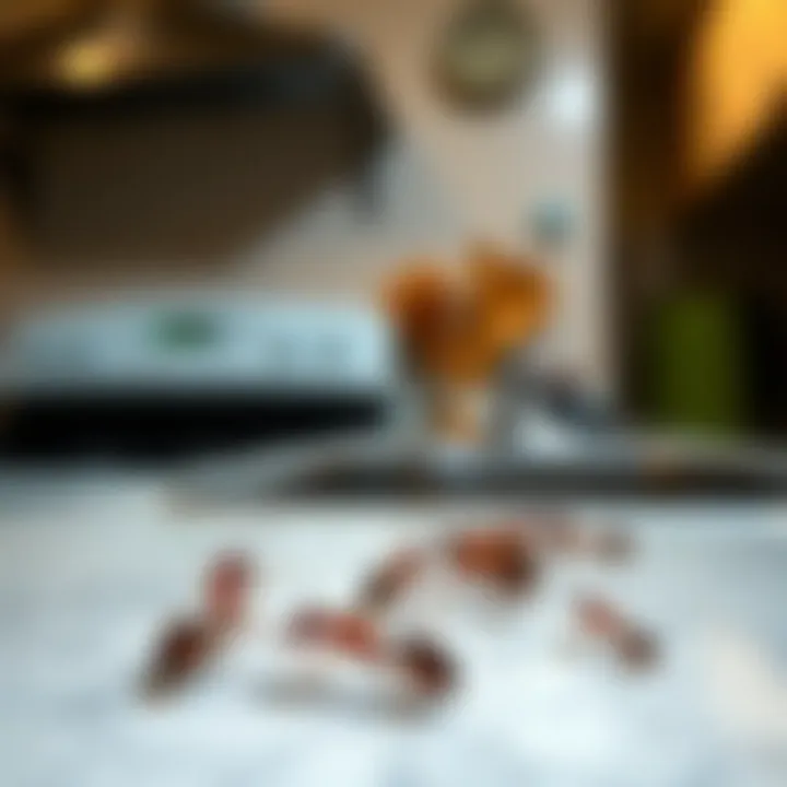 Close-up of ants on a kitchen counter