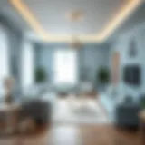 Light blue living room with a calming atmosphere