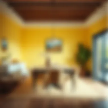 Pastel yellow dining area promoting cheerfulness