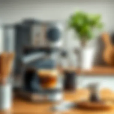 A close-up of a stylish filter coffee machine showcasing its design and features