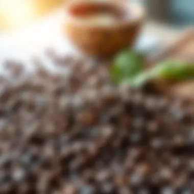 Aromatic coffee beans displayed in a creative arrangement