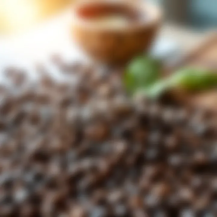 Aromatic coffee beans displayed in a creative arrangement