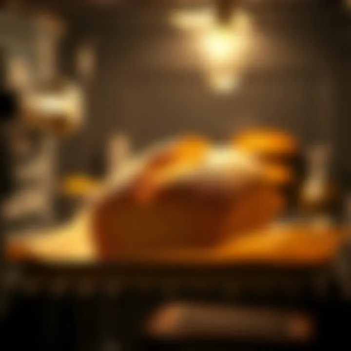 Perfectly baked loaf of bread emerging from the oven