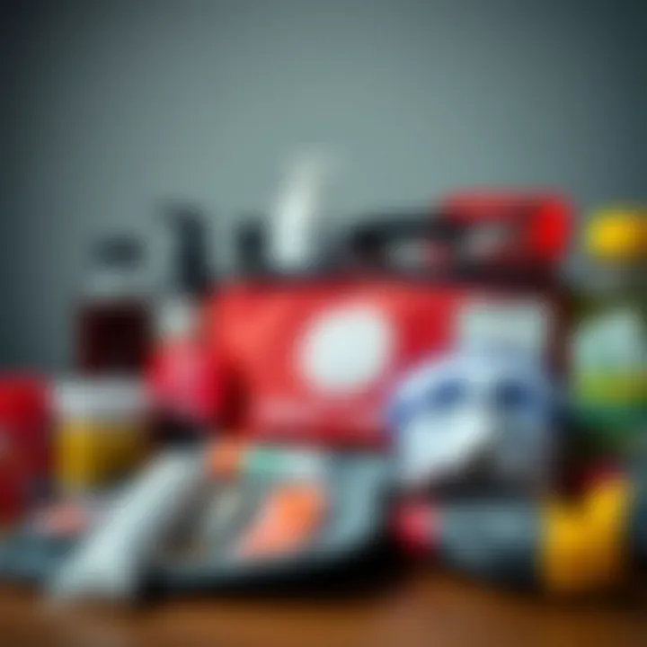 First aid kit with various medical supplies