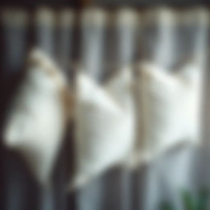 Freshly cleaned cushion covers hanging to dry