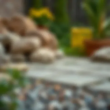 Various materials for creating a garden driveway, including stones and gravel