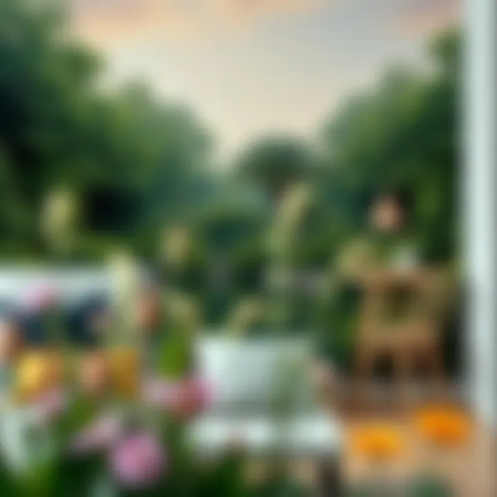 Tranquil nature scene depicted in garden wallpaper