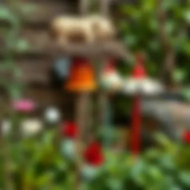 Unique garden decorations crafted from reused items