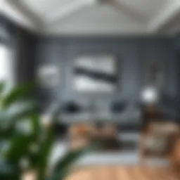 A serene living room showcasing various shades of gray paint.