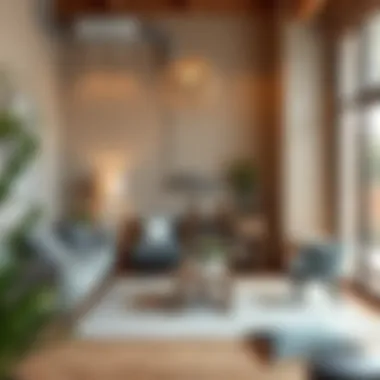 Chic lounge area designed with grey seating and neutral wall tones