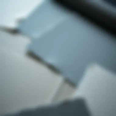 Close-up of gray paint swatches arranged artistically.