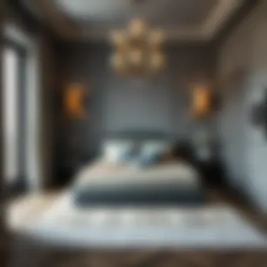 A beautifully designed bedroom featuring gray tones.