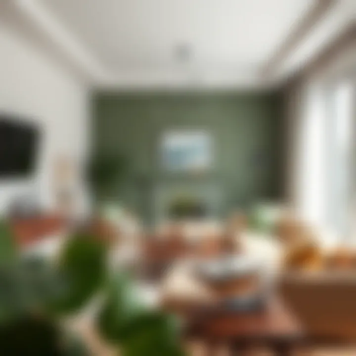 Khaki Green in Modern Living Spaces A harmonious living room featuring khaki green accents