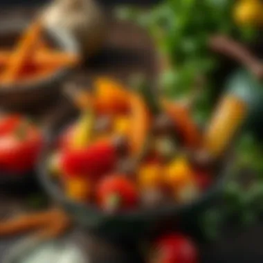 Colorful assortment of air-fried vegetables in a bowl