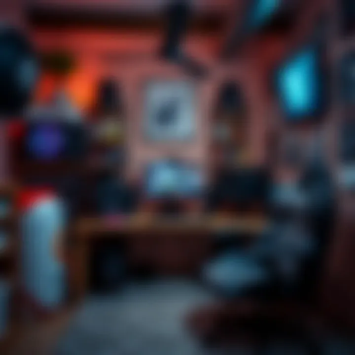 Organized Gaming Space An organized space with gaming equipment and personal touches