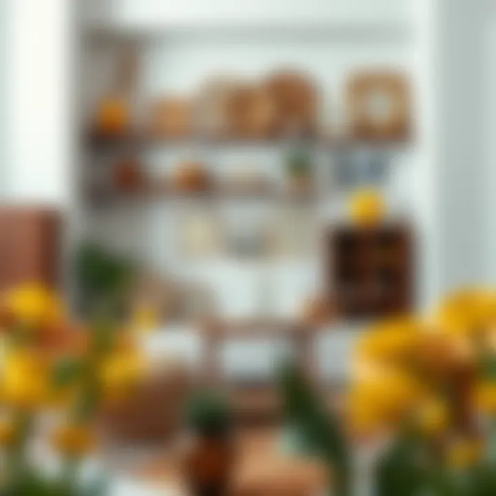 Artistic arrangement of brown and yellow furniture