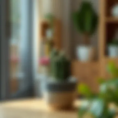 Indoor Cactus Arrangement A serene indoor setting featuring a cactus in a decorative pot