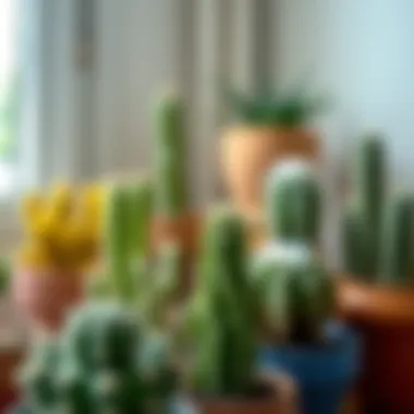 Creative decorative project using cactus plants as focal points