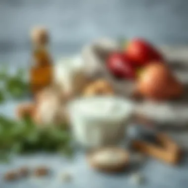 Ingredients laid out for yogurt making