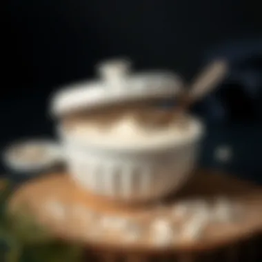 Yogurt set in a ceramic container