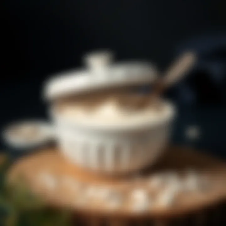 Yogurt set in a ceramic container