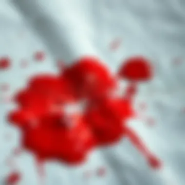 A close-up of a blood stain on fabric