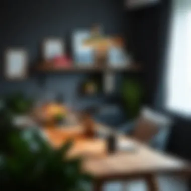 Cozy Workspace Embracing Dark Gray Elements Cozy workspace with dark gray elements