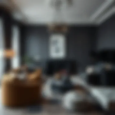 Elegant Dark Gray Living Room Decor Elegant living room showcasing dark gray decor