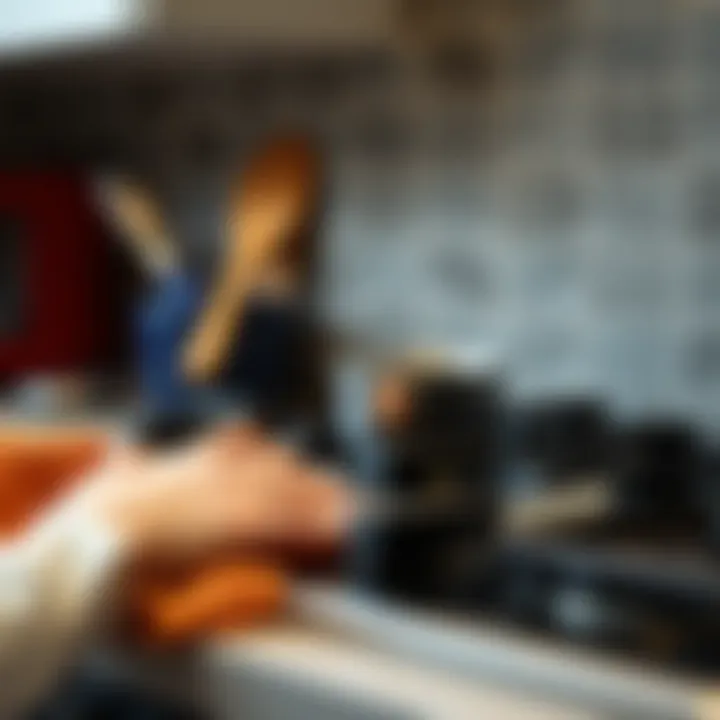 Clean stove top with baking soda