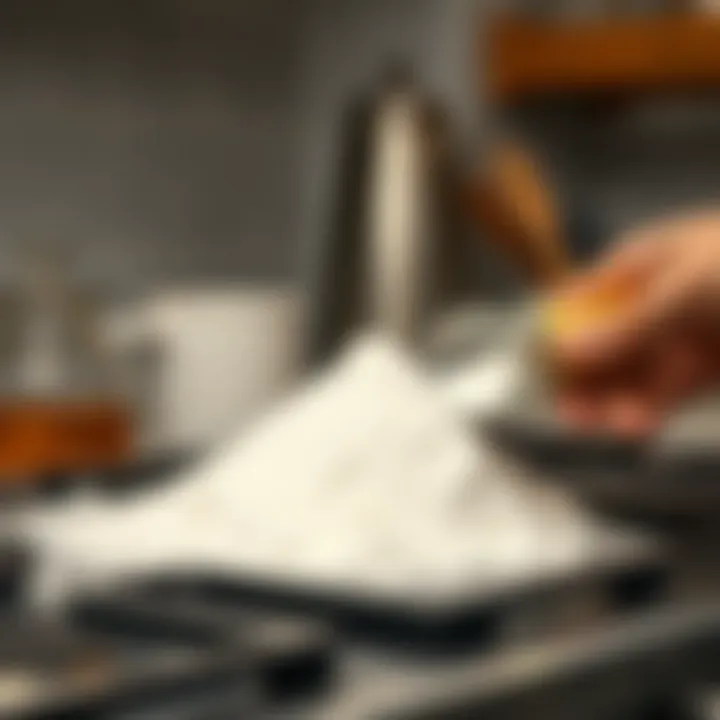 Baking soda application on stove surface