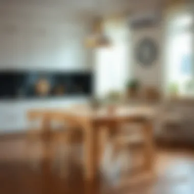 Functional square extendable kitchen table in use