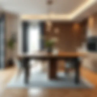 Stylish square extendable kitchen table in a modern setting