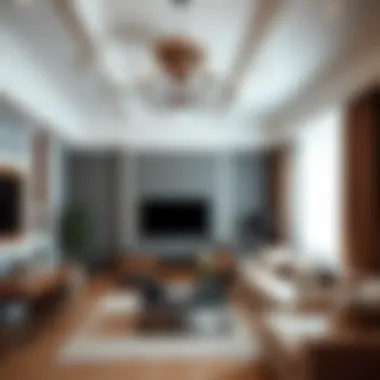 Elegant decorative cornice in a modern living room