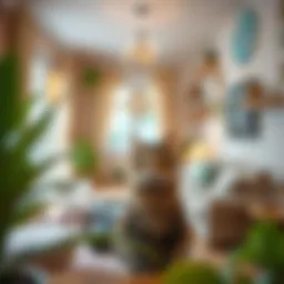 A cozy living space designed for a cat