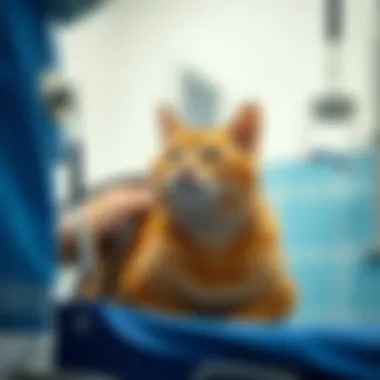 A cat receiving a health checkup at a vet clinic