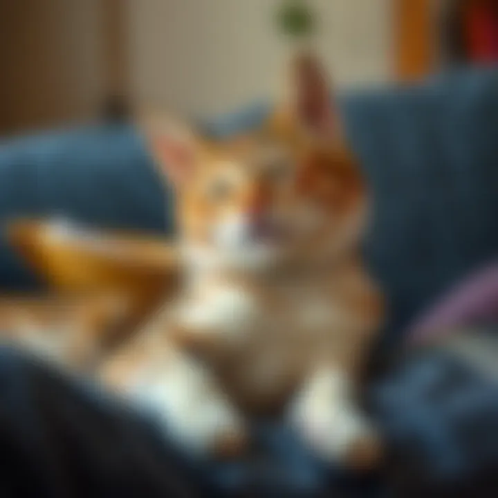 A cat displaying relaxed body language around its owner.