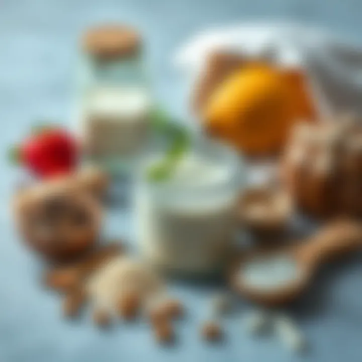 Ingredients laid out for kefir production