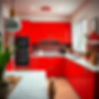 Vibrant red kitchen cabinets creating a bold statement