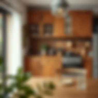 Warm wood-toned cabinets offering a rustic charm