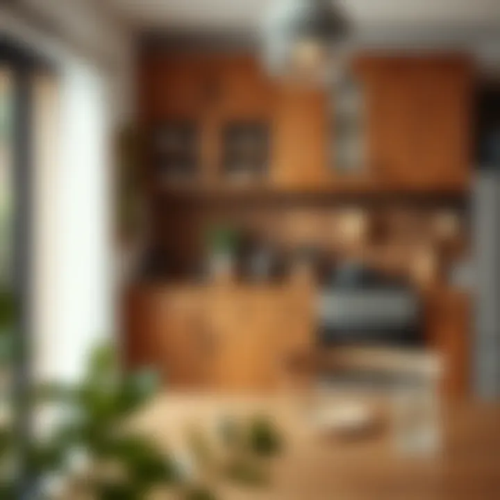 Warm wood-toned cabinets offering a rustic charm