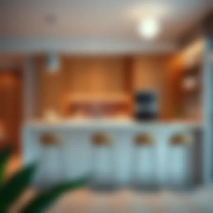 Modern kitchen bar area with stools