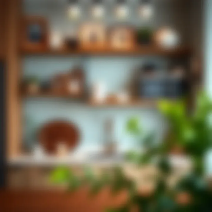 Stylish open shelving with decorative items
